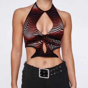 I.AM.GIA Black and Red Swirl Crop Top